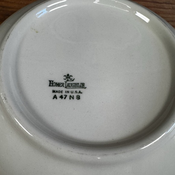 Vtg Homer Laughlin Serving Bowl Rib Floral Burnt Orange Rim 9" A47N8 USA MCM - Picture 8 of 8